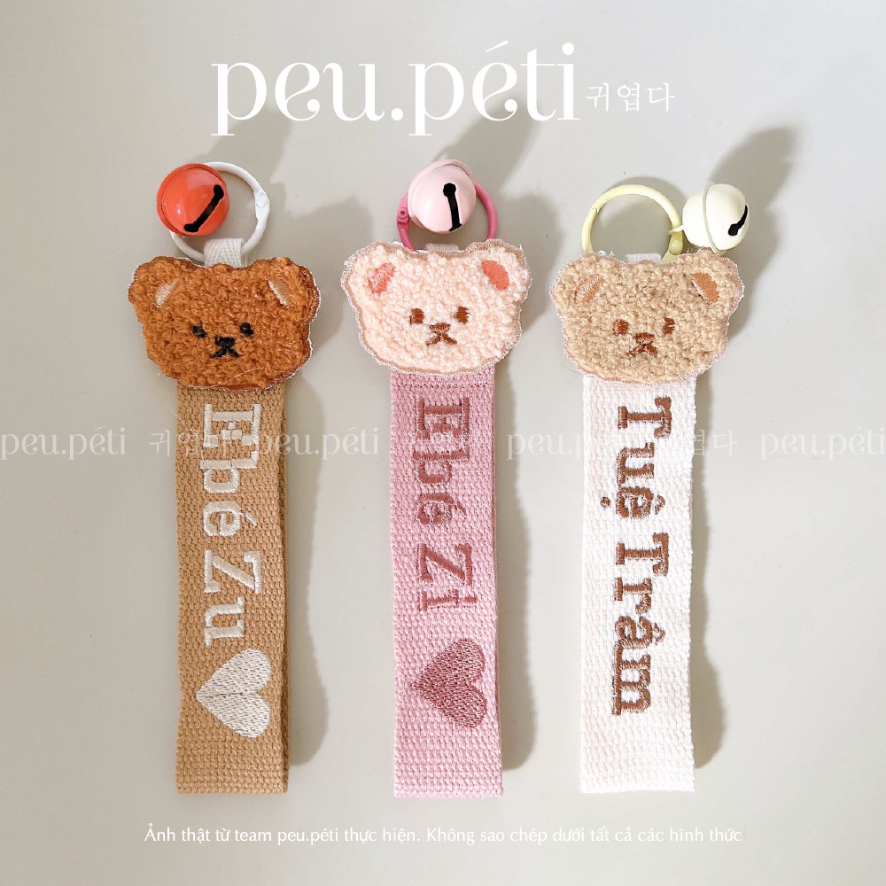Name tag mặt Gấu THÊU TÊN style Hàn by-Peu.péti