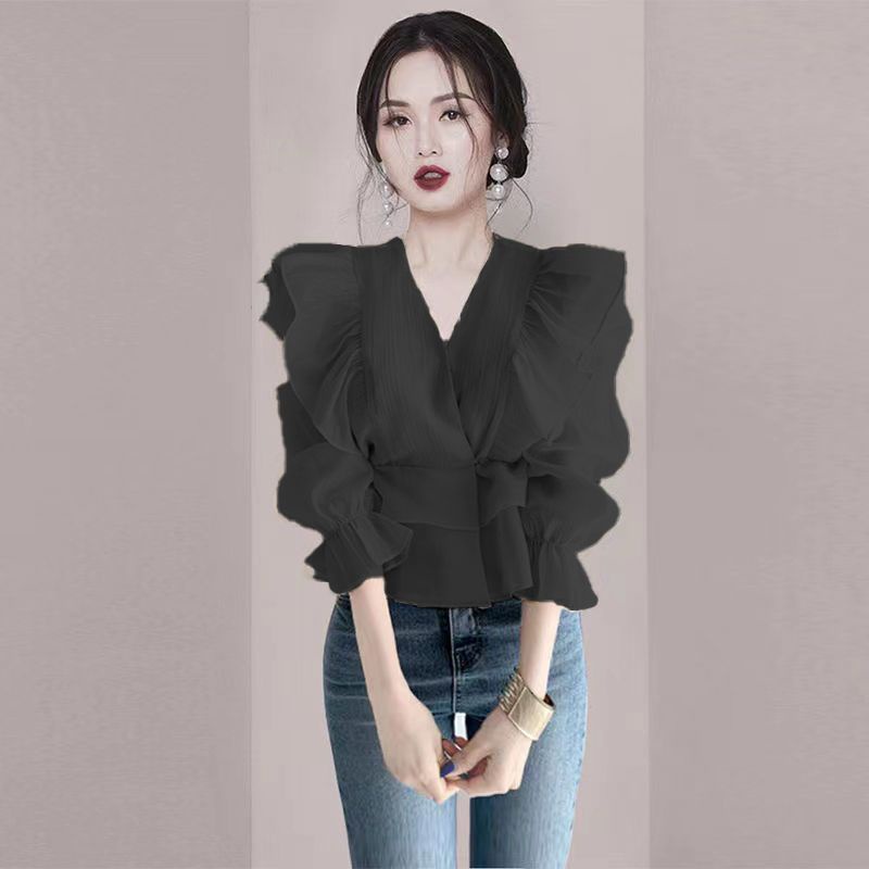 Áo Sơ Mi Chiffon Tay Lửng Thời Trang Mùa Hè Hàn Quốc WD2E