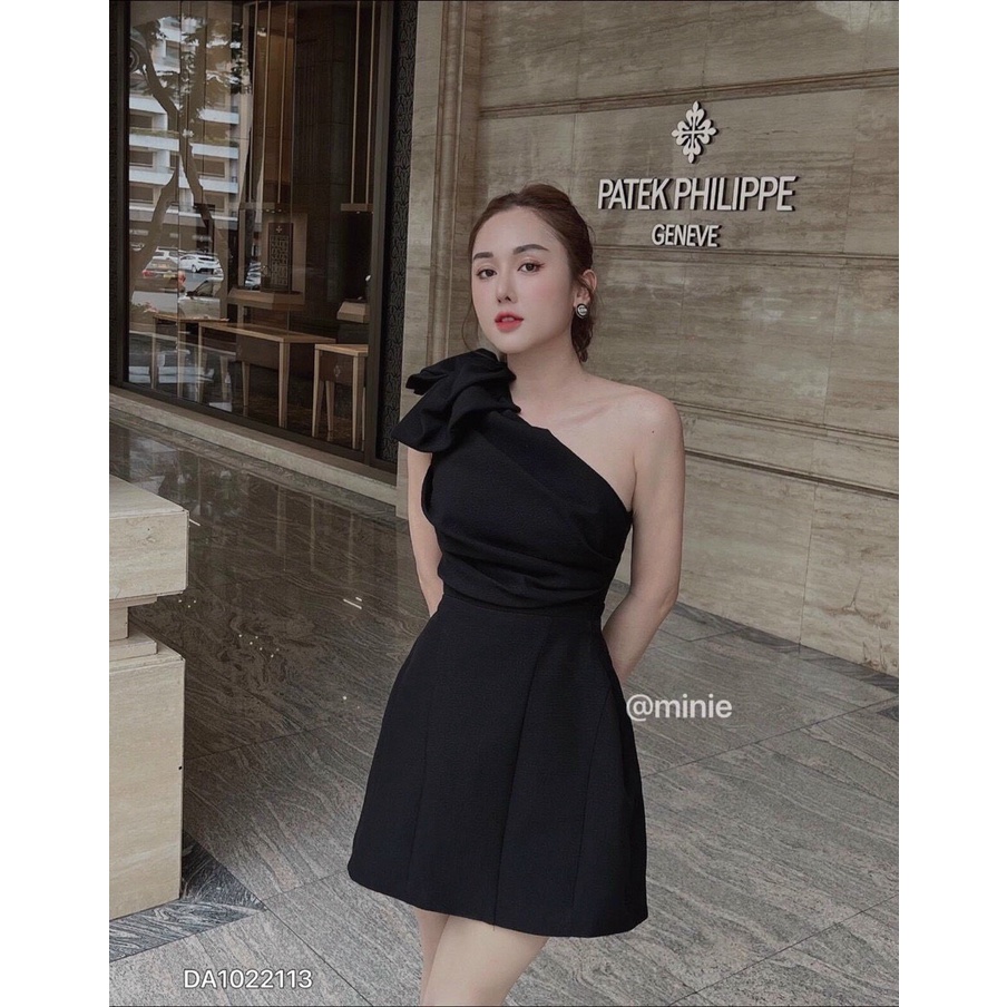 Đầm Umi Nữ Sang Chảnh, Đầm Đi Tiệc Nữ Đan Chéo Một Bên Đính Hoa Ngay Vai