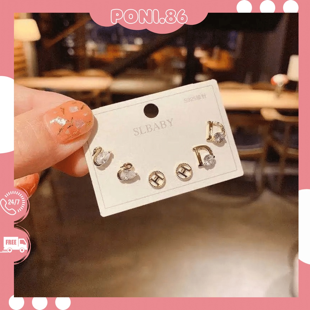 Set 3 đôi hoa tai phong cách Hàn Quốc xinh xắn cho Nữ