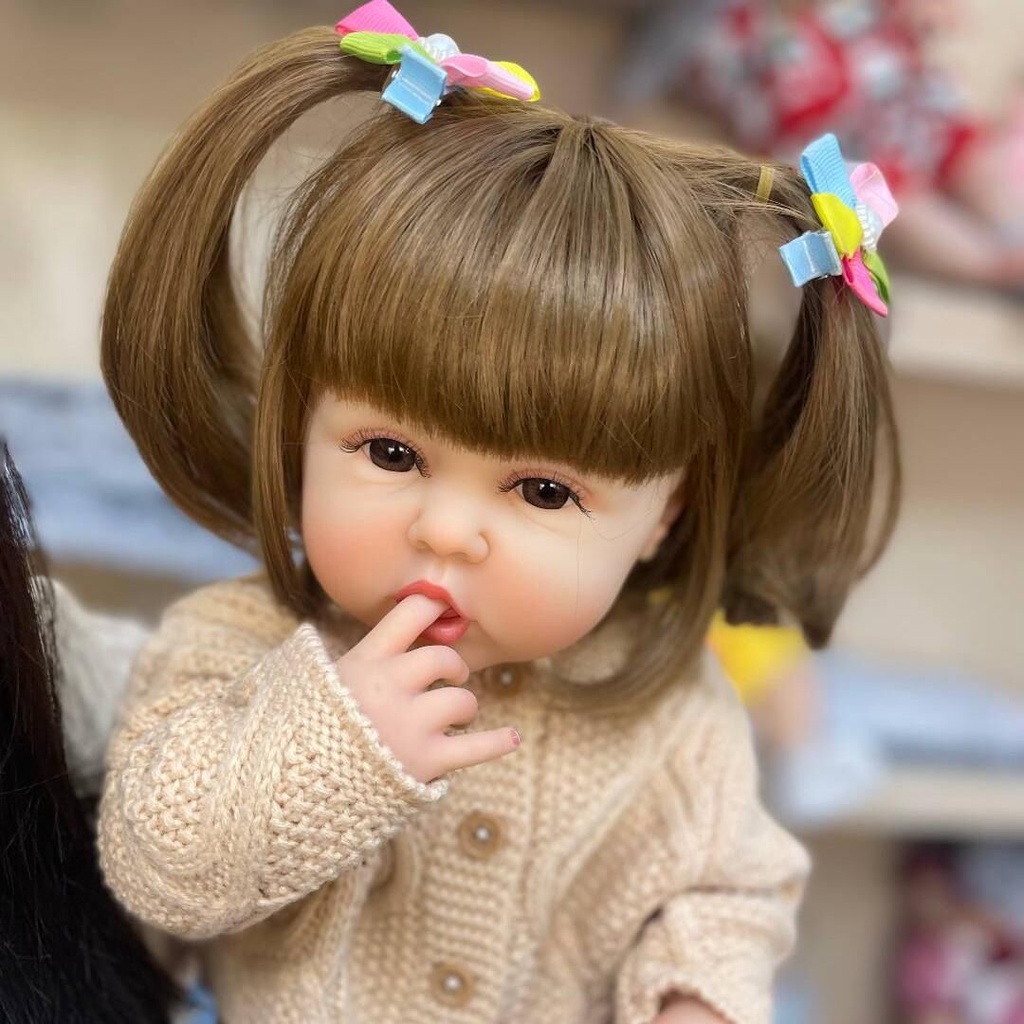 Búp Bê Barbie 3D Bằng Silicon Mềm Mại Có Keo Dán 55cm Dễ Thương Dùng Làm Quà Tặng Sinh Nhật Cho Bé