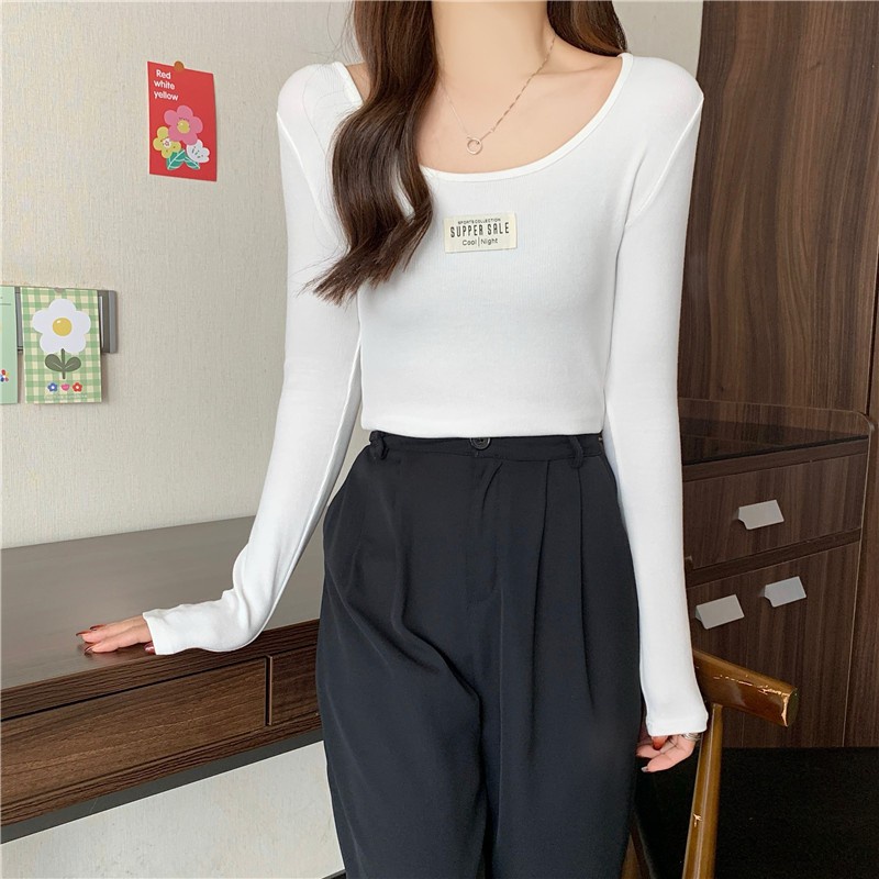 NRVP Áo Thun Nữ Dài Tay Dáng Rộng Màu Trơn Phong Cách Hàn Quốc Mới