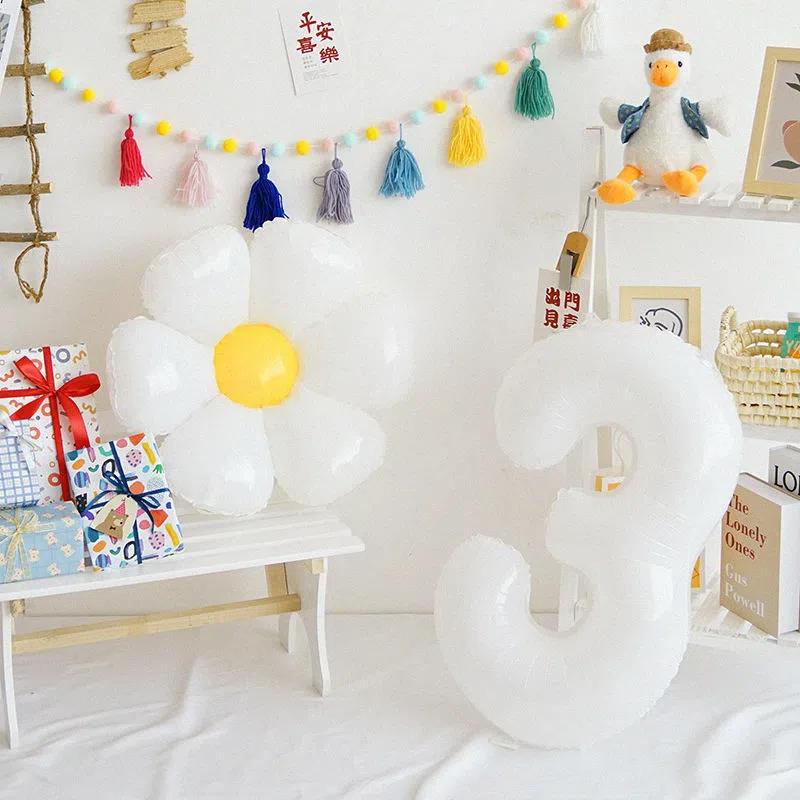 Bong Bóng Kĩ Thuật Số 32 inch Màu Trắng Dùng Để Trang Trí Tiệc Sinh Nhật