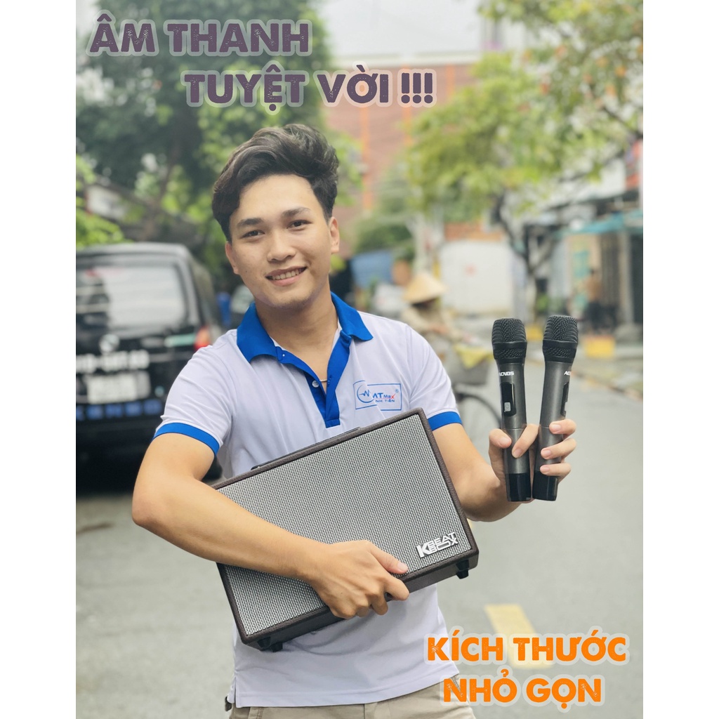 Loa xách tay karaoke Acnos CS160 công suất max đỉnh đạt 300W tặng kèm 2 micro không dây phù hợp dã ngoại đi du lịch