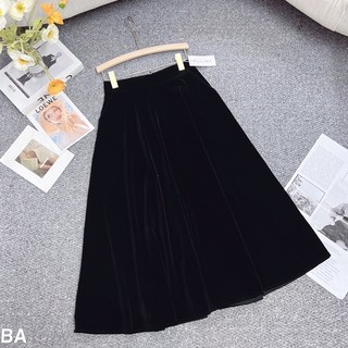 Chân váy xoè nhung dáng dài