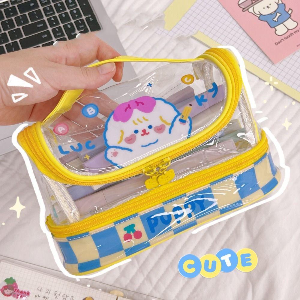 OCEANMAP Túi Đựng Mỹ Phẩm / Đồ Vệ Sinh Cá Nhân Họa Tiết Thỏ Hoạt Hình Màu Trong Mờ Sức Chứa Lớn Cho Nữ