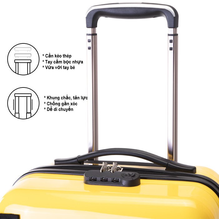 Vali BDuck Cho Bé Size 20inch / 24inch - Kiêm Xe Kéo 4 Bánh & Chân Xoay 360° - Hàng Chính Hãng