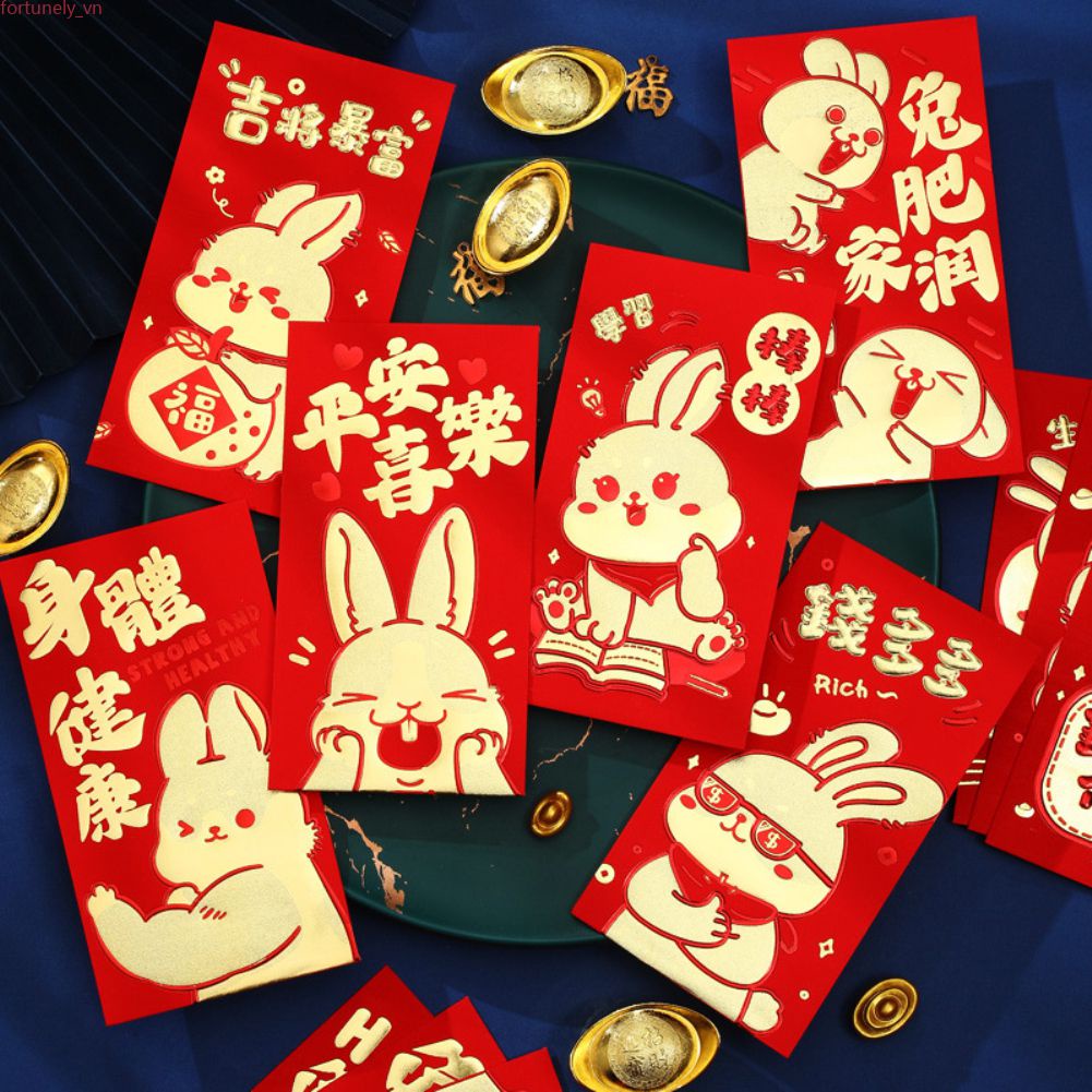 【Ready Stock】 6 Cái/gói 2023 Cny Mão Dài Angpao Đỏ Gói Tin