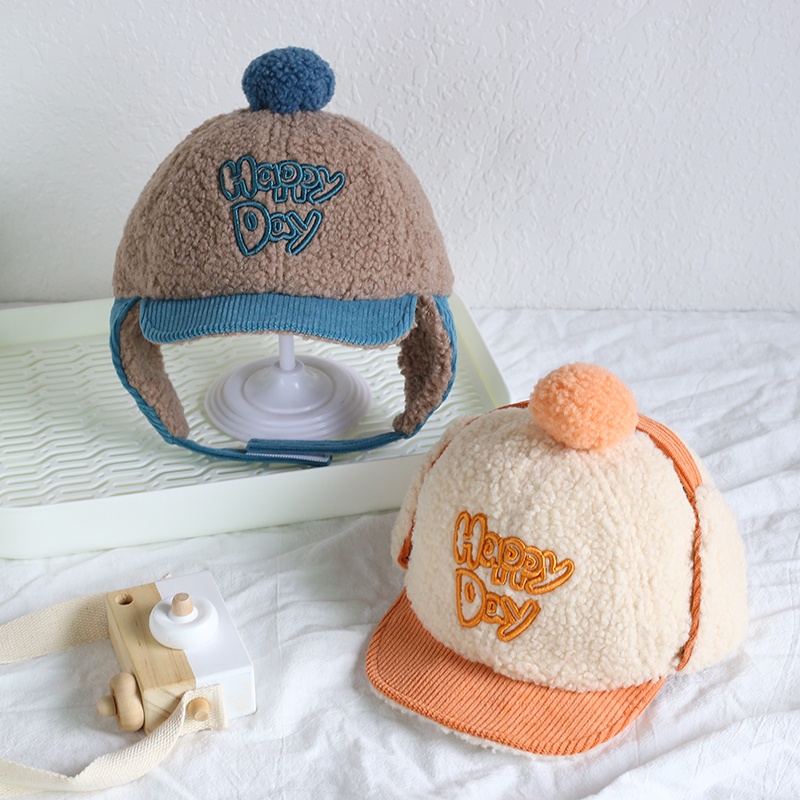 Mũ Lưỡi Trai Dày Dặn Giữ Ấm Tai Chống Gió Thời Trang Thu Đông Cho Bé