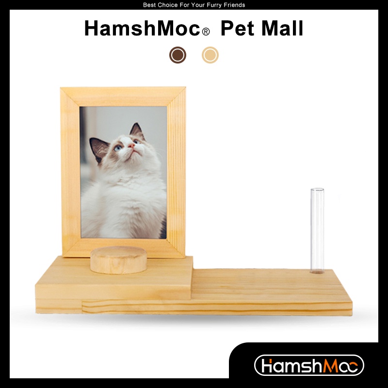 HamshMoc Khung Ảnh Gỗ Hình Thú Cưng Kèm Kính Trưng Bày Để Bàn Giữ Ảnh Thú Cưng Chống Mất Chó Mèo