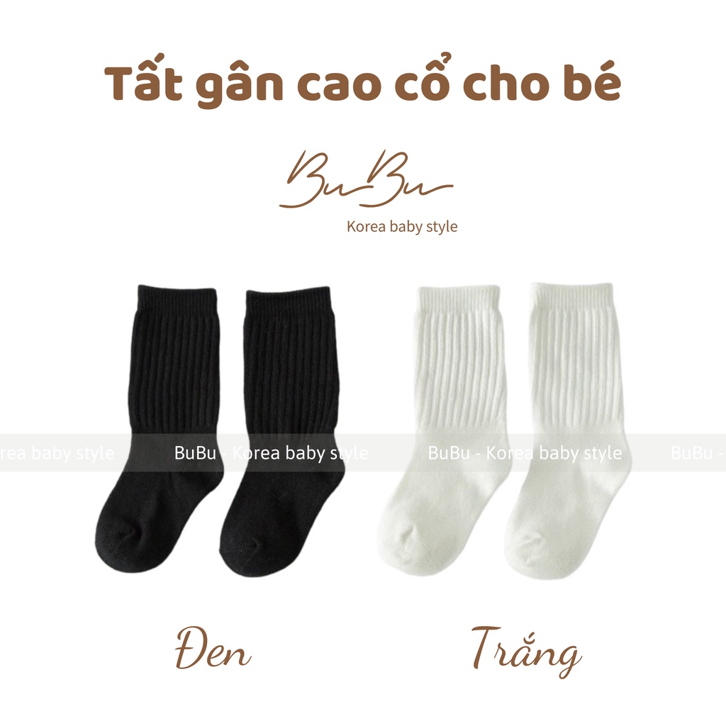 Tất Trơn Đen Trắng Gân Cao Cổ Đáng Yêu Cho Bé 1 - 3 Tuổi