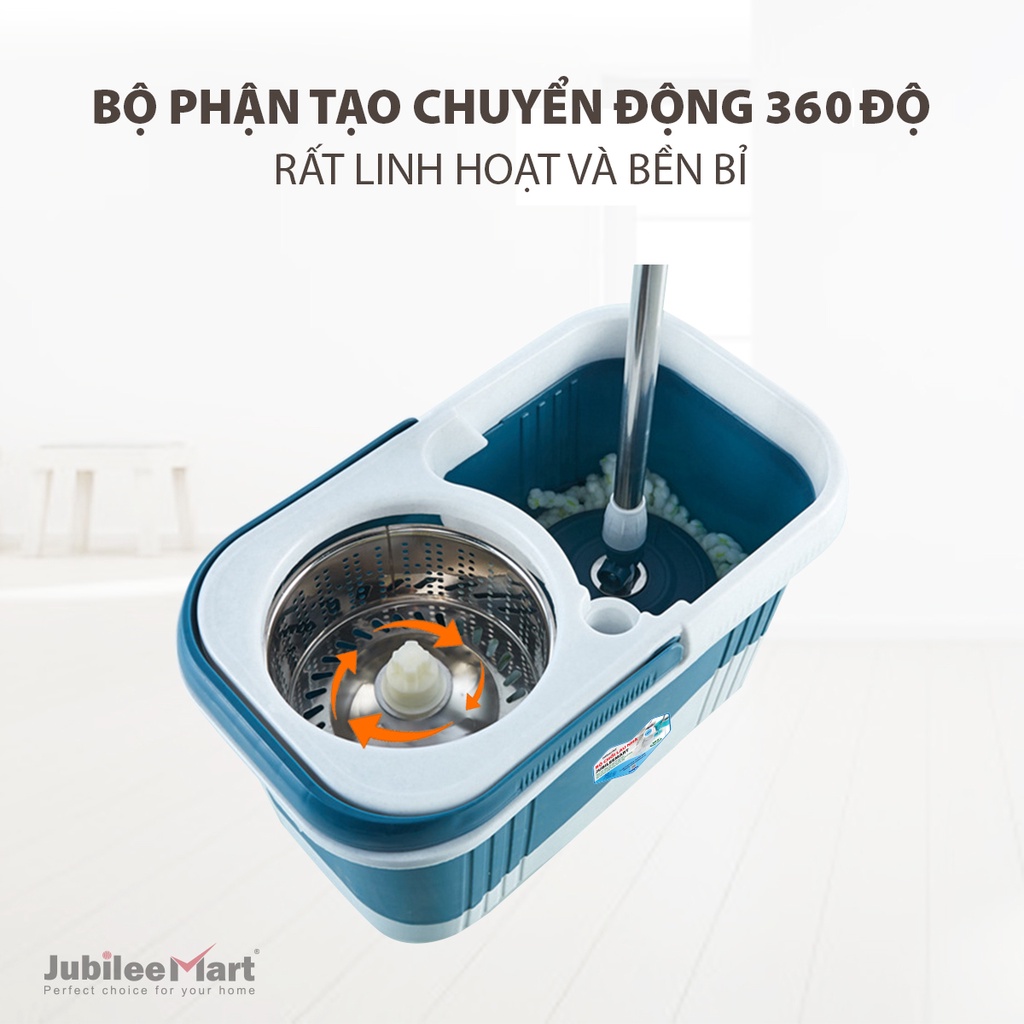 Bộ Chổi Lau Nhà Jubilee Mart Tự Vắt Thông Minh, Bộ Lau Nhà 360 Độ Giá Rẻ Thông Minh Kèm Thùng Và Bông Lau