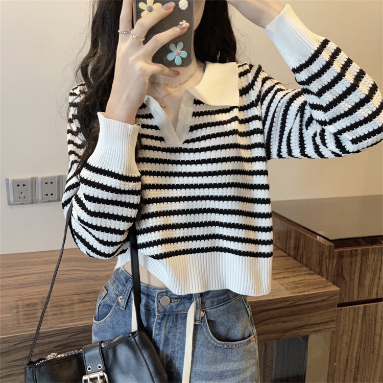 Áo Sweater Dệt Kim Tay Dài Cổ Tròn Cho Nữ