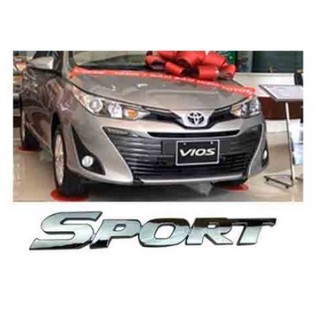 Tem nhãn kim loại Logo chữ SPORT SPORTS 3D mạ crom chrome dán xe hơi ô tô cho xe Toyota Vios Innova Highlander