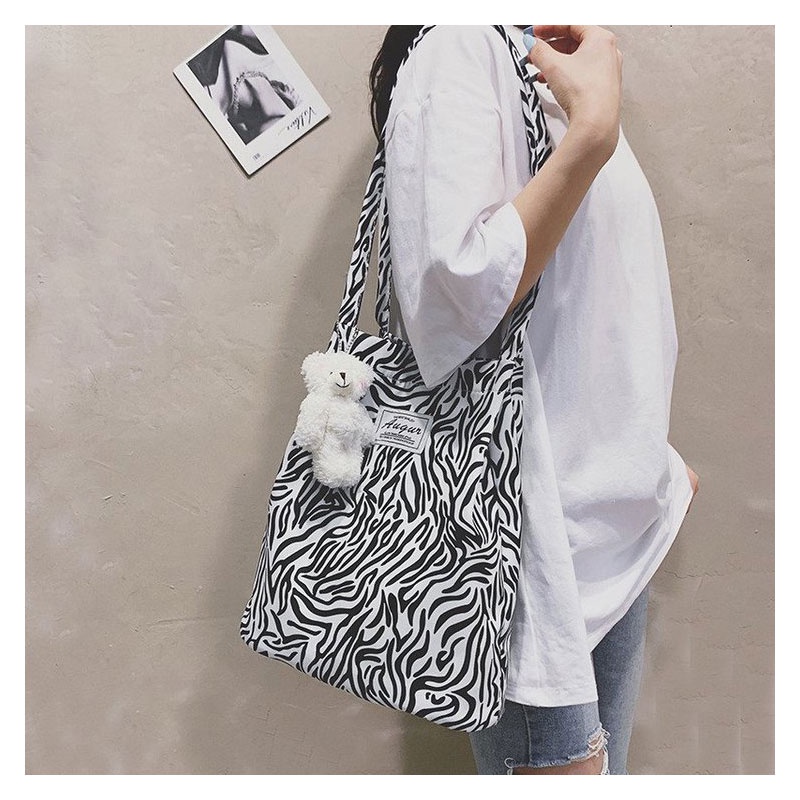 Túi vải Cỡ Lớn In Họa Tiết Da Báo Phong Cách Hong Kong Cổ Điển Thời Trang Cho Nữ