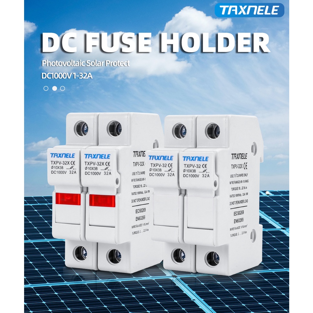 2 Giá Đỡ Cầu Chì PV 10 * 38mm DC 1000V Bằng Năng Lượng Mặt Trời