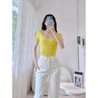 Áo thun nữ đủ màu trơn basic cổ vuông ôm body
