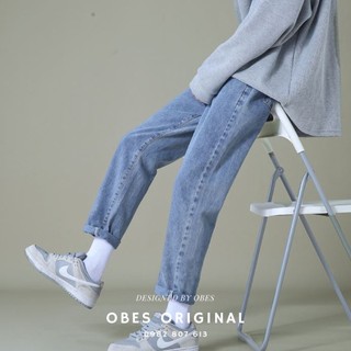 [OBES] Quần jeans baggy nam dáng rộng 3 màu xanh xanh đậm đen bạc mã QT