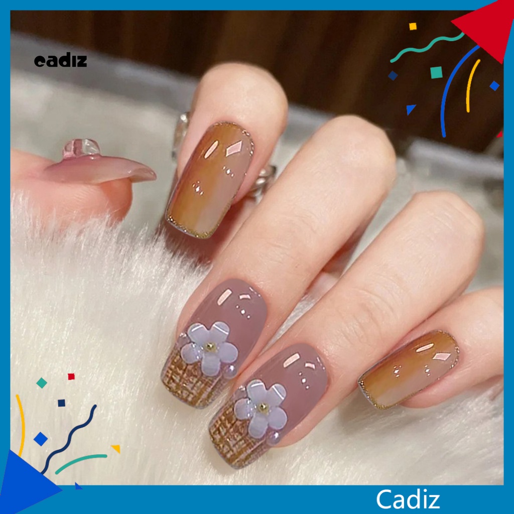 1 Bộ Móng Tay Giả Màu Sắc Tươi Sáng Kèm Keo Dán Có Thể Tháo Rời