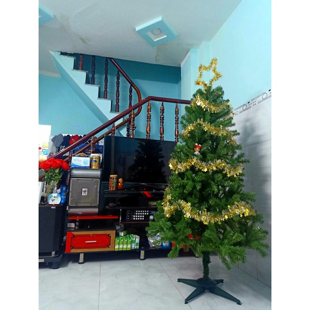 Cây Thông Noel Cao 2M Tặng Kèm 4 Dây Kim Tuyến Và 1 Ngôi Sao Kim Tuyến