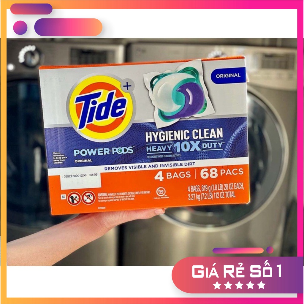 Chính hãng Viên Giặt Tide Power PODS Hygienic Clean Detergent Mỹ [ Bịch 17 viên ]