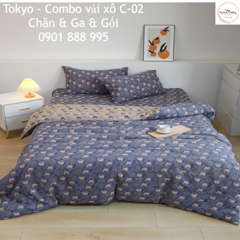 Combo Vỏ Chăn, Ga Gối vải Xô Organic cotton dòng cao cấp
