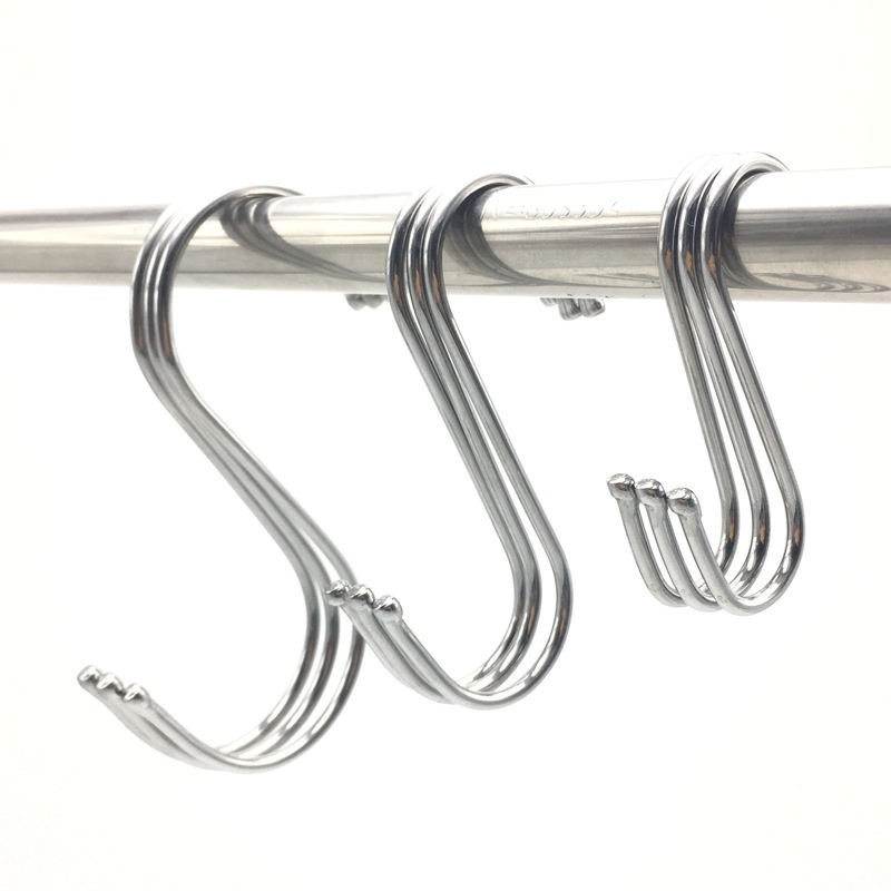 Combo 10 Móc Treo Đồ Inox Tiện Lợi Hình Chữ S 3 Kích Cỡ Chất Liệu, Chịu Tải 10 Kg