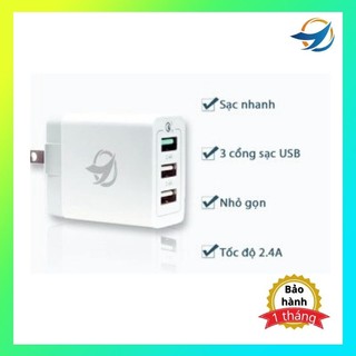 Đầu/Củ/Cốc Qualcomm 3.0 sạc nhanh 3 cổng sạc USB đảm bảo an toàn sạc nhanh các dòng iPhone,SamSung,OPPO,XiaoMi