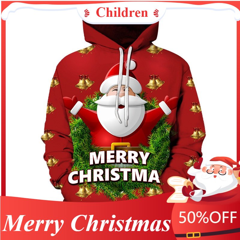 Áo hoodie In Họa Tiết Ông Già Noel 3D Thời Trang Cho Nam