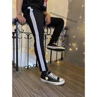 QUẦN THUN ĐEN 3 SỌC TRẮNG ỐNG SUÔNG