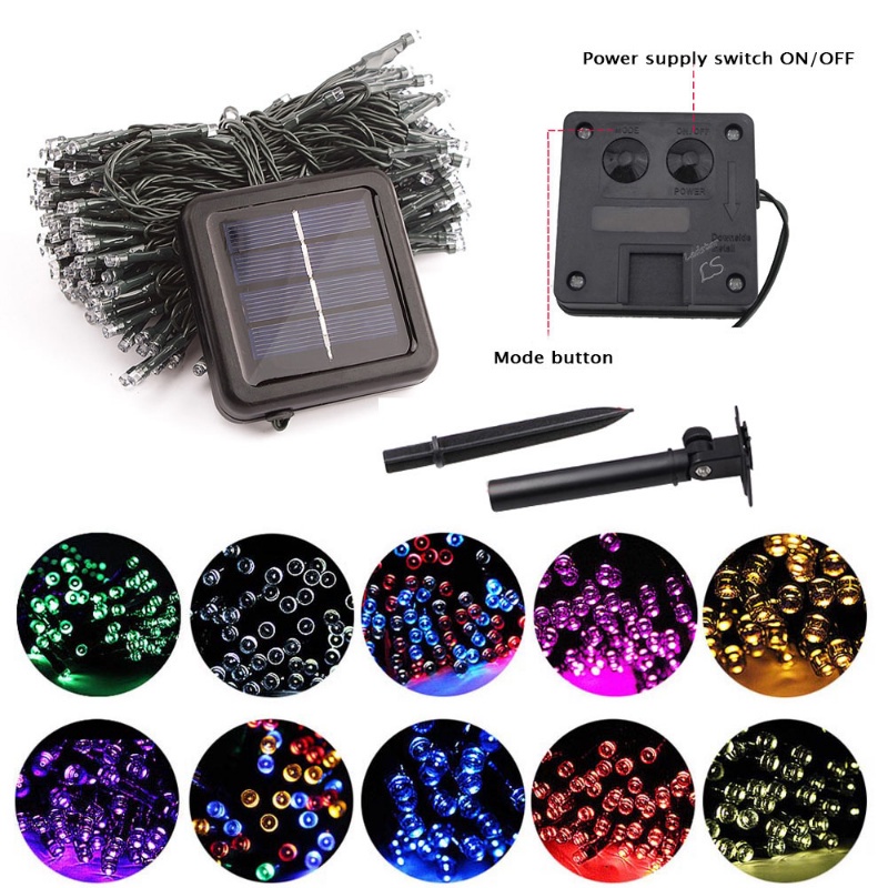 Dây Đèn LED 300 100 Bóng 7m / 32m Sử Dụng Năng Lượng Mặt Trời Chống Thấm Nước Trang Trí Giáng Sinh 8 Chế Độ