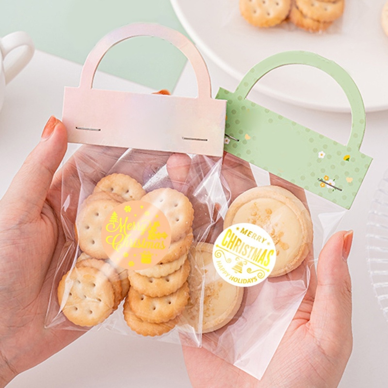 Cuộn 500 Nhãn Dán Màu Đồng In Chữ Merry Christmas Dùng Trang Trí Giáng Sinh