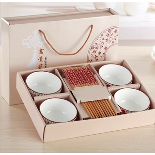 Bộ 6 chén đũa họa tiết nhật bản cao cấp - phụ kiện bàn ăn