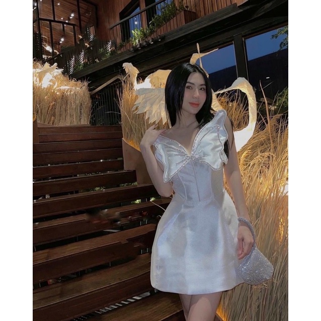 Bigsize Đầm hai dây cánh bươm đính hạt thiết kế sang chảnh 50-90kg