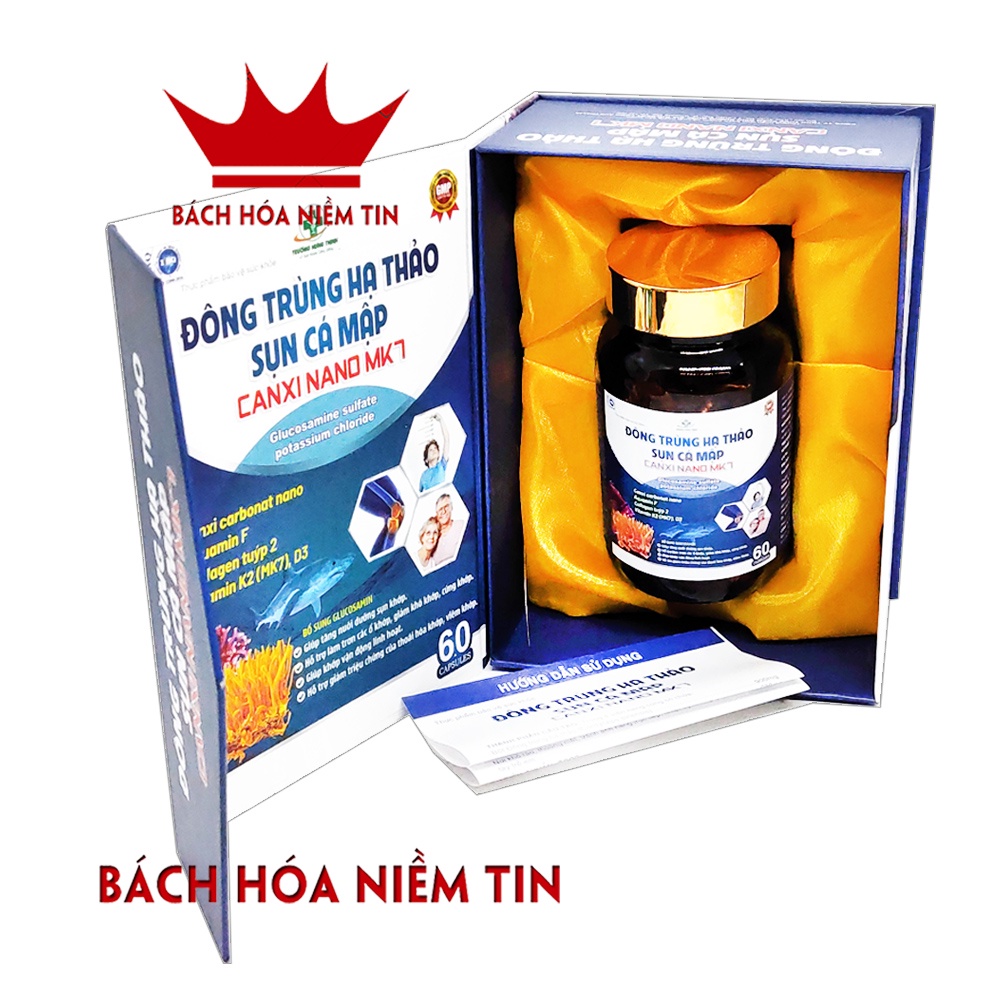 Viên uống bổ xương khớp Đông Trùng Hạ Thảo Sụn Cá Mập - Canxi nano MK7 - giúp xương chắc khỏe, giảm đau nhức khớp