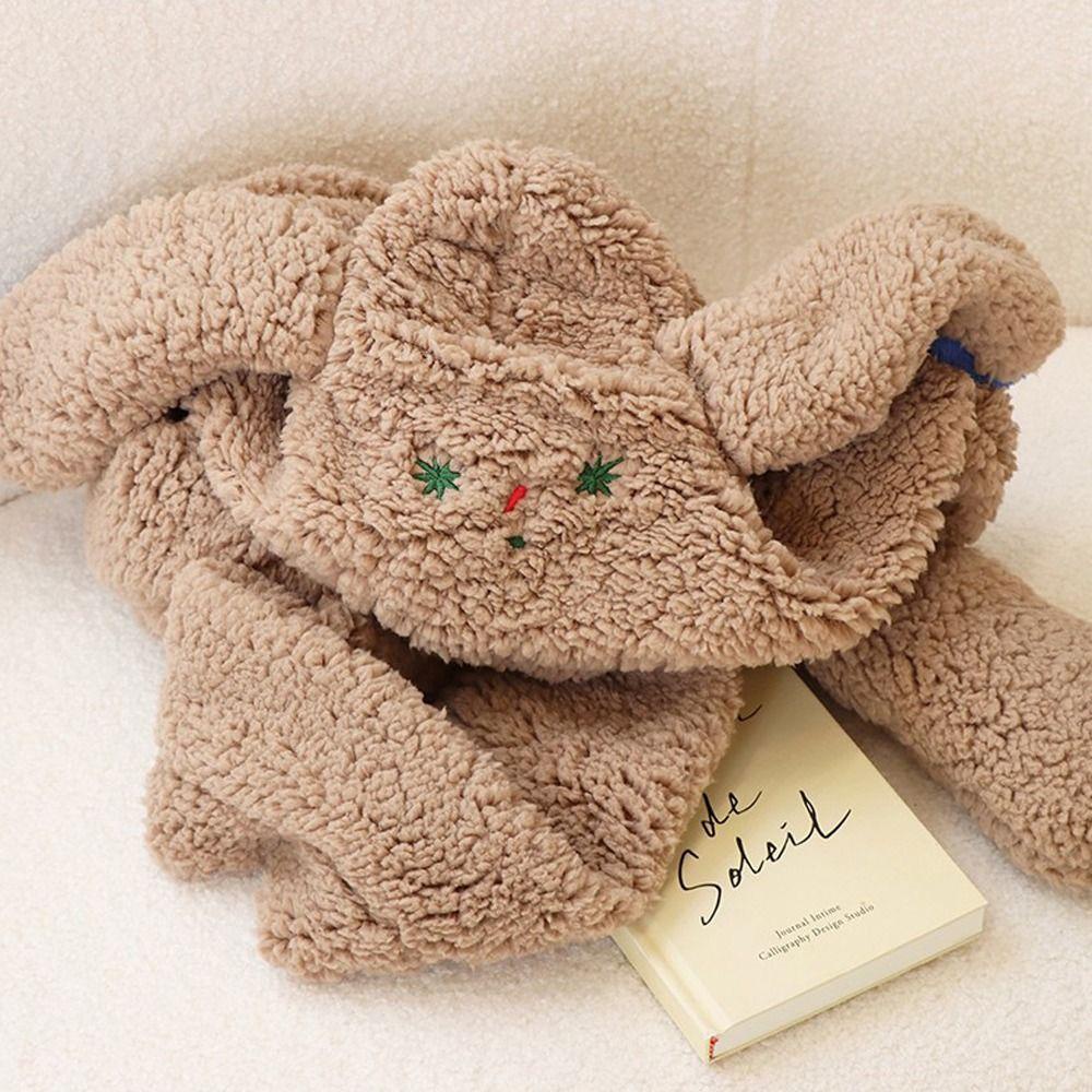 IVORY Nón Lông Cừu Dày Dặn Kèm Khăn Choàng Cổ 3 Trong 1 Họa Tiết Hoạt Hình Dễ Thương Dành Cho Nữ