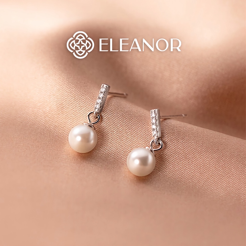Bông tai nữ ngọc trai nhân tạo Eleanor Accessories viền chữ C phụ kiện trang sức 4855