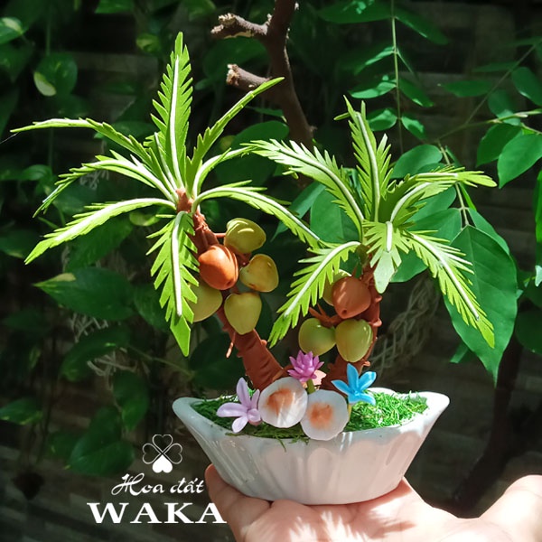 Hoa Đất Sét Mini-Cây Dừa