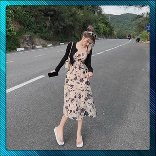 Đầm Nữ Xòe 2 Dài Dây Kèm Áo Khoác ( Có Thun Lưng ) - Thời Trang Dressery Store
