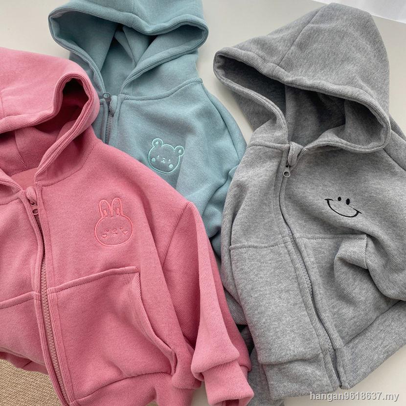 Áo Khoác hoodie Có Khóa Kéo Màu Sắc Thời Trang Thu Đông Phong Cách Hàn Quốc Cho Bé Gái 12 Tuổi