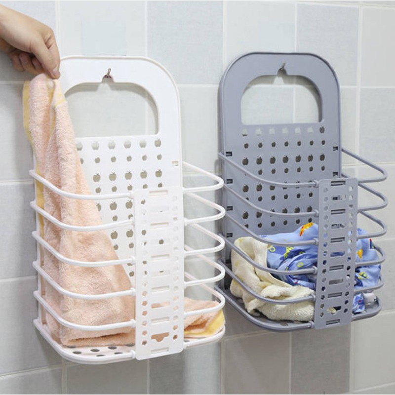 Giỏ đựng đồ gấp gọn thông minh Việt Nhật tặng móc dính trong giỏ treo tường đựng quần áo đồ dùng nhà tắm