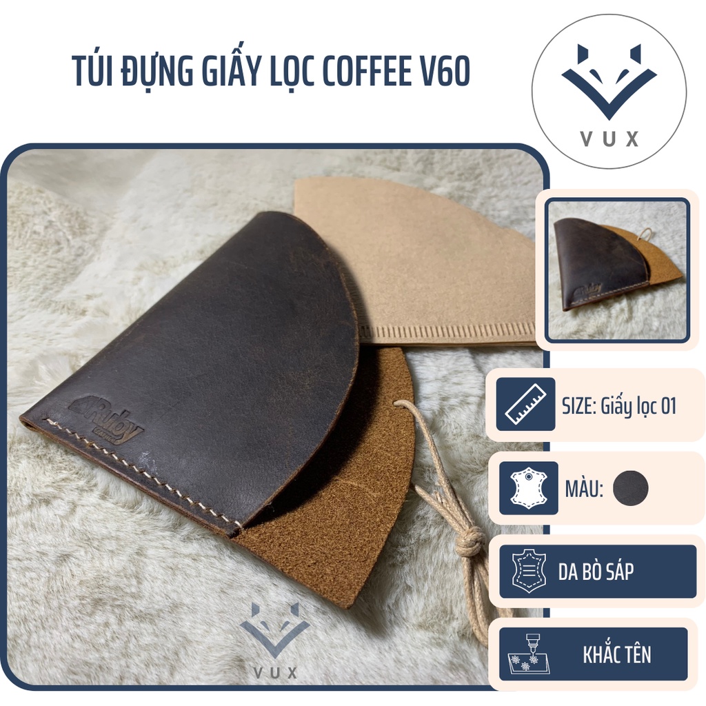 Bao da đựng giấy lọc V60 - V01 - Da bò thật | VUX.Leather