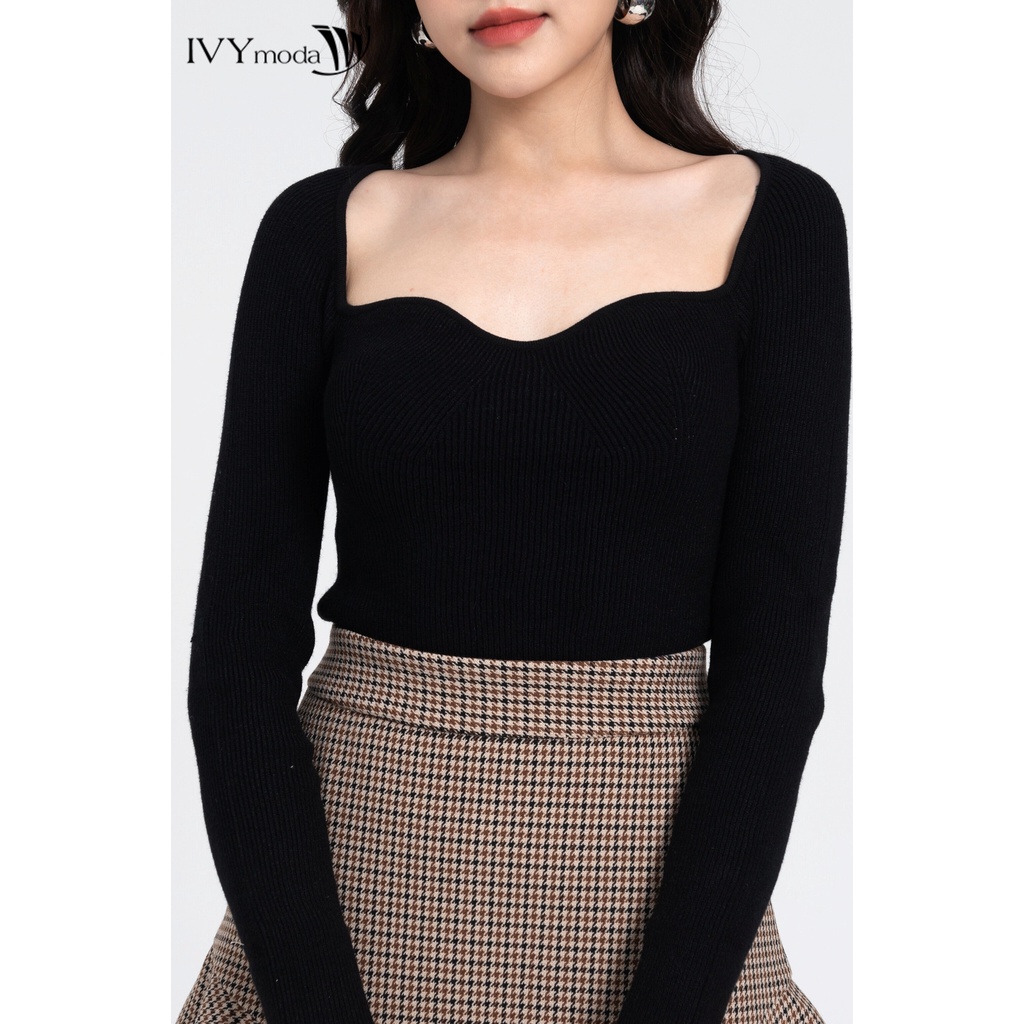 Áo len gân cổ kiểu nữ IVY moda MS 58M7793