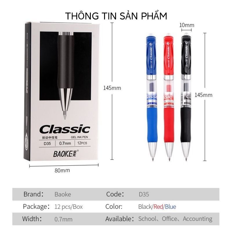 Bút bấm ngòi 0.7mm  D35 BAOKE