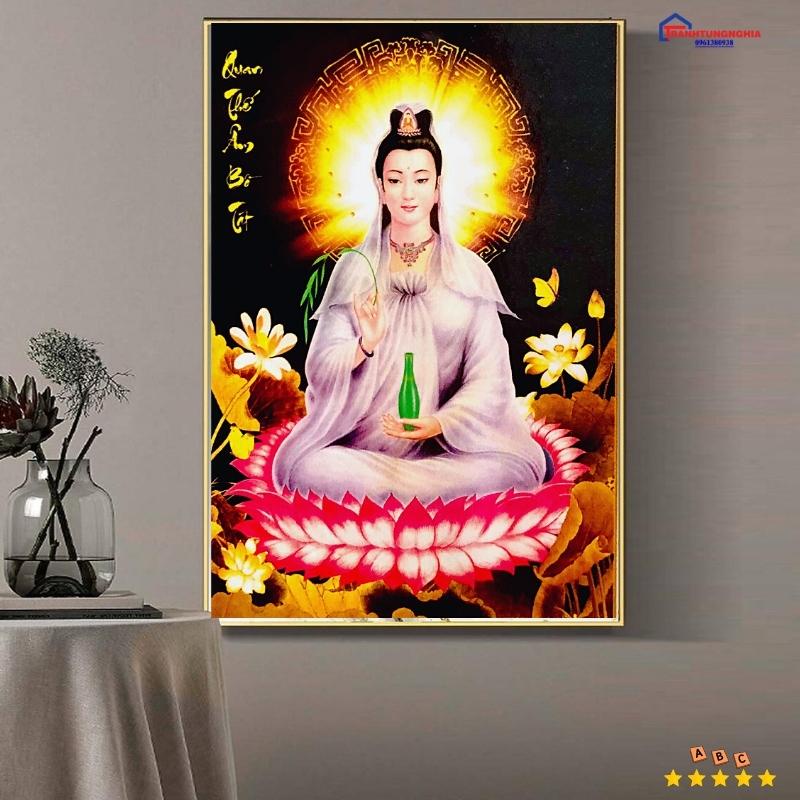 Tranh đính đá, tranh thêu chữ thập quan thế âm bồ tát
