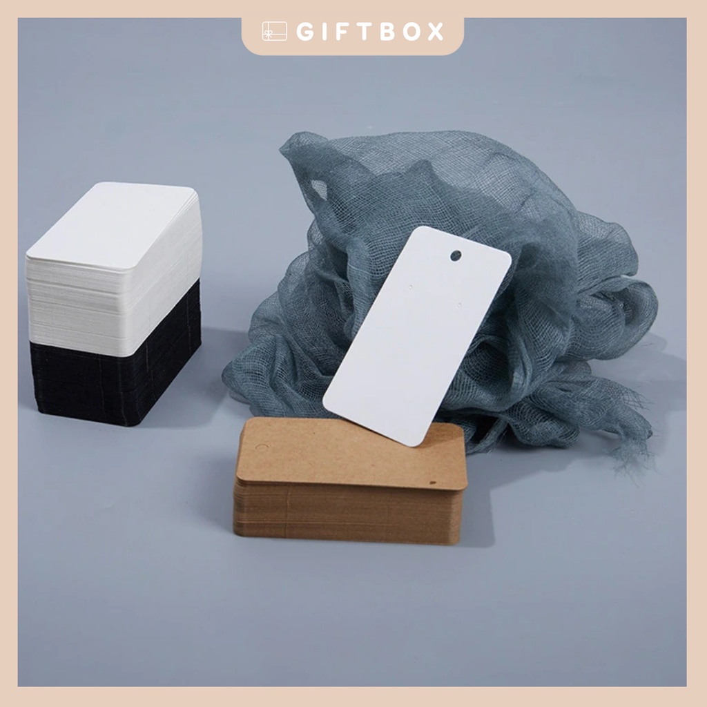 Tag giấy thẻ giấy vintage từ bìa kraft dày dặn có lỗ treo kèm dây gai trang trí quà tặng sinh nhật giáng sinh ngày lễ