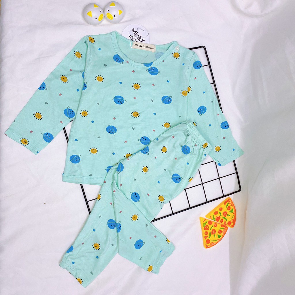 Bộ Đồ Cho Bé Gái Bé Trai Dài Tay Nút Vai Minky Mom Vải Thun Lạnh, Họa Tiết In Hình Xe Oto, Bộ Thu Đông Cho Bé - TD4