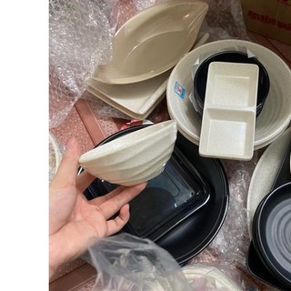 Chén cơm nhựa Melamine vân đá trắng CO16