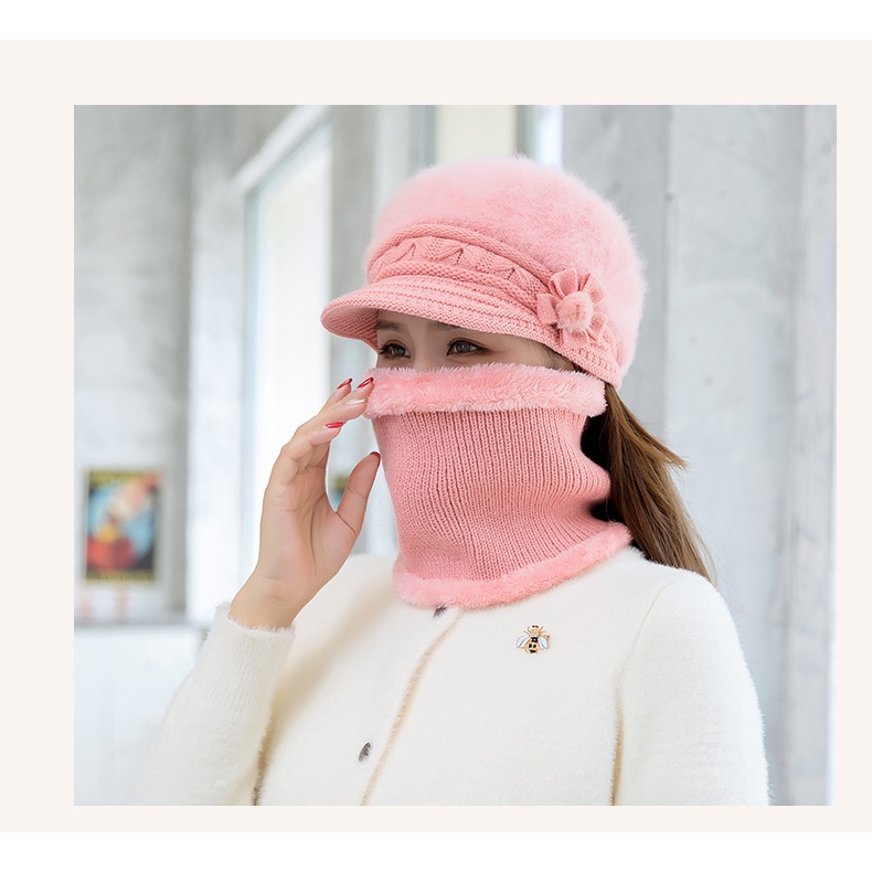 Mũ Len Lông Cừu Dày Dặn Giữ Ấm Mùa Đông Cho Nữ Trung Niên