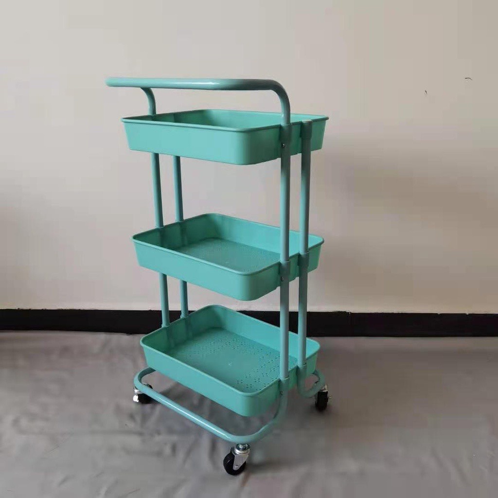 Xe Đẩy 3 Tầng Trang Trí Tiện Lợi Cao Cấp Chính Hãng Đa Năng Nhựa ABS Có Bánh Xe Chịu Lực 50kg  Hồng Xanh Trắng 42*35*87